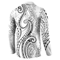 Polynesia Plumeria Lei Button Sweatshirt White Curves Motif LT7 - Polynesian Pride
