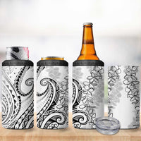 Polynesia Plumeria Lei 4 in 1 Can Cooler Tumbler White Curves Motif LT7 - Polynesian Pride