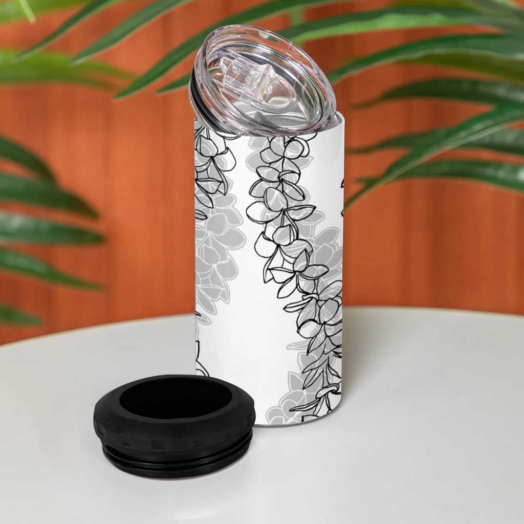 Polynesia Plumeria Lei 4 in 1 Can Cooler Tumbler White Curves Motif LT7 - Polynesian Pride