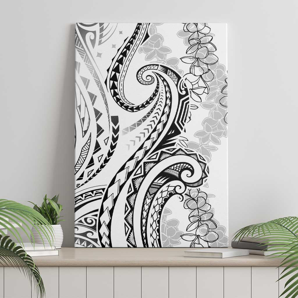 Polynesia Plumeria Lei Canvas Wall Art White Curves Motif LT7 - Polynesian Pride
