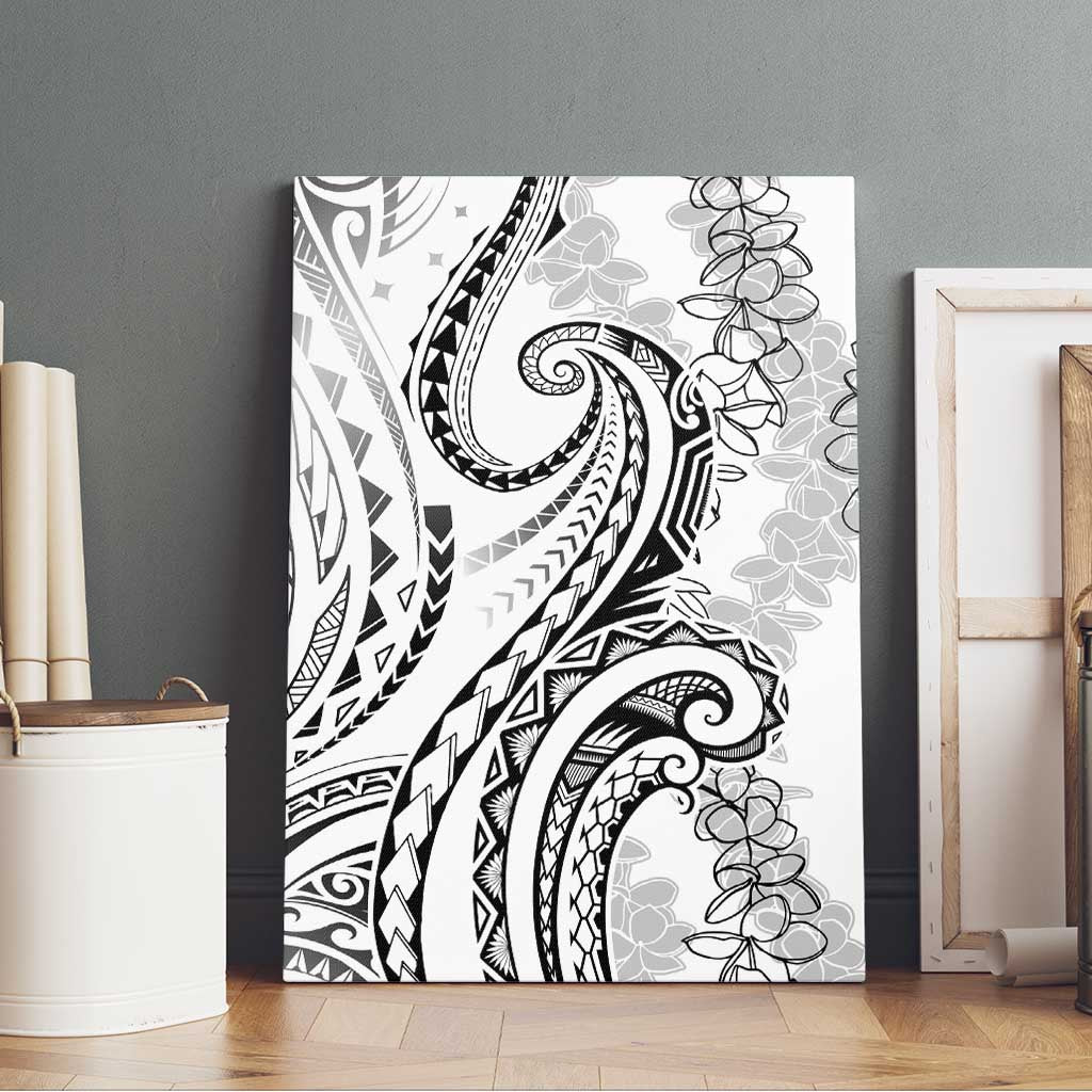 Polynesia Plumeria Lei Canvas Wall Art White Curves Motif LT7 - Polynesian Pride