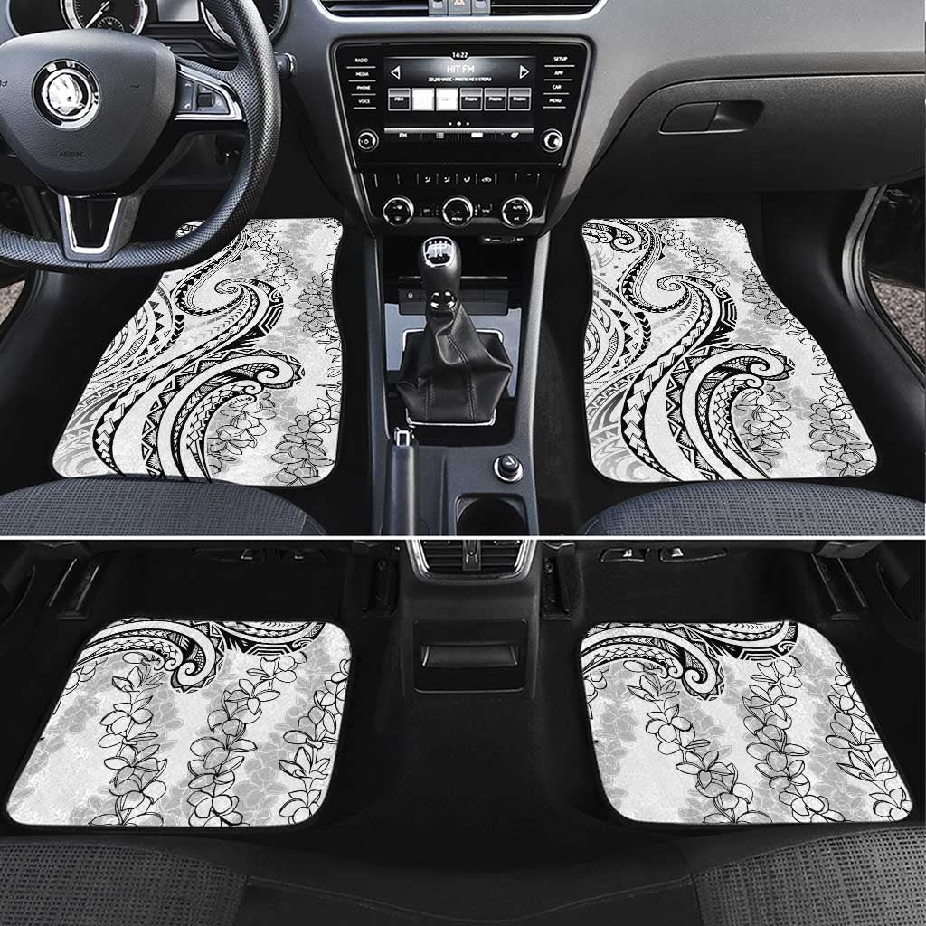 Polynesia Plumeria Lei Car Mats White Curves Motif LT7 Set 4pcs White - Polynesian Pride