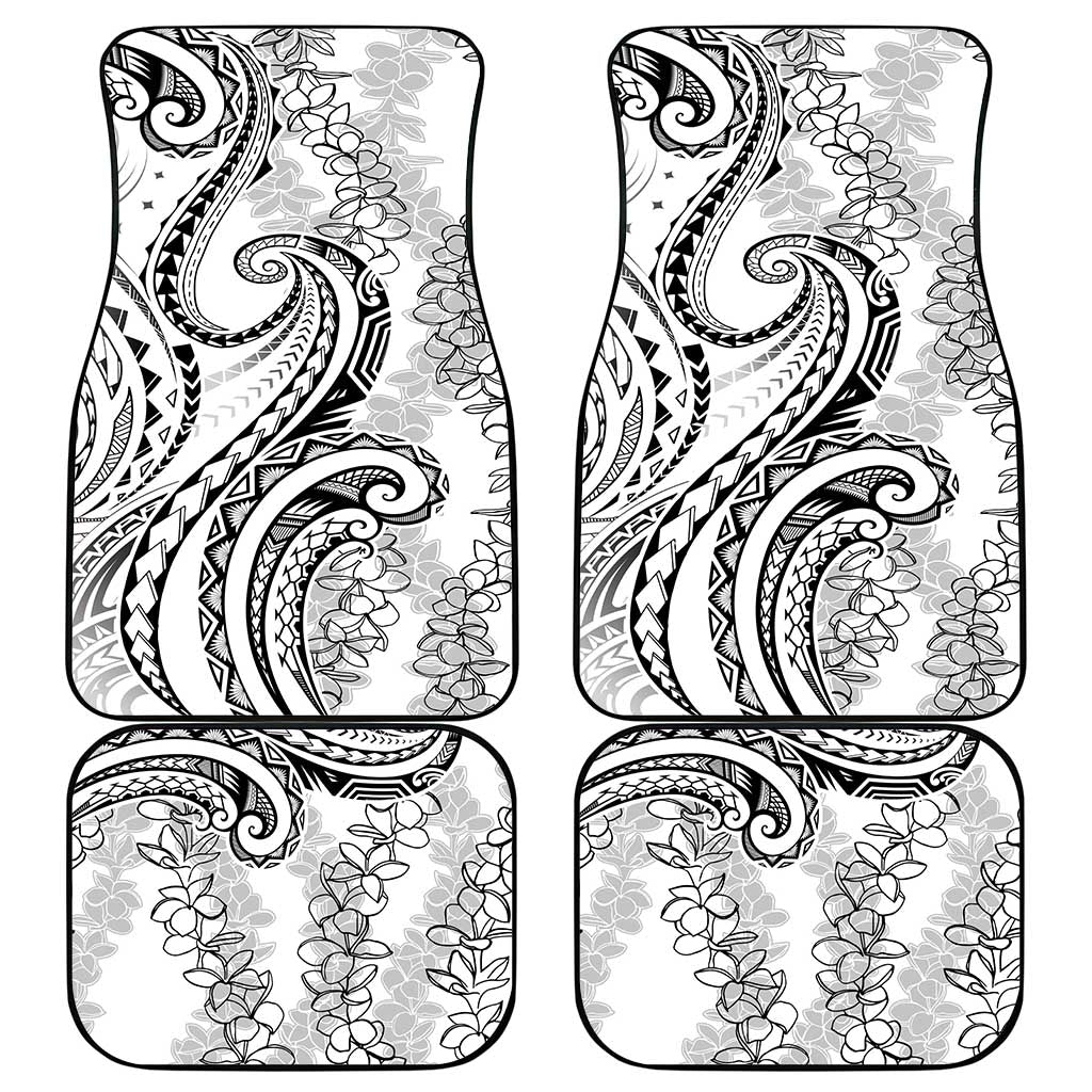 Polynesia Plumeria Lei Car Mats White Curves Motif LT7 - Polynesian Pride