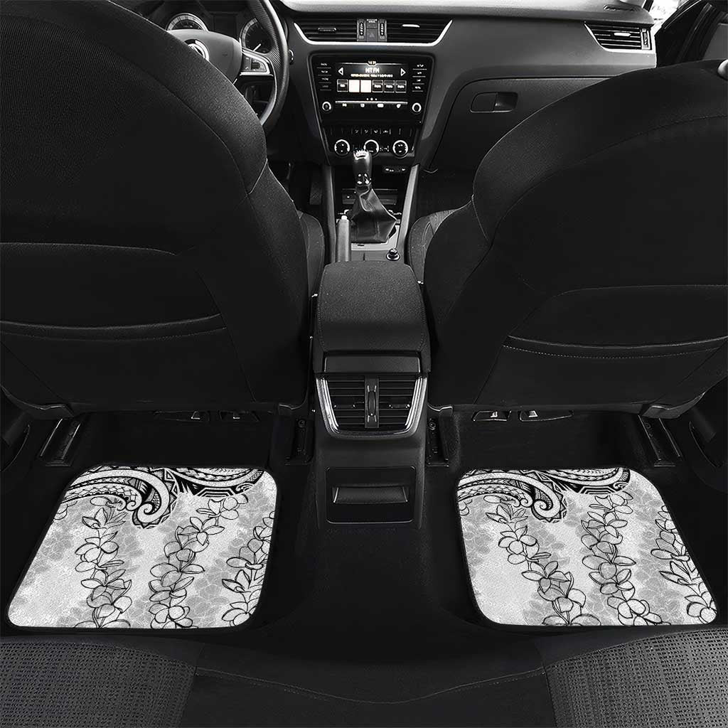 Polynesia Plumeria Lei Car Mats White Curves Motif LT7 Set 2pcs - Back White - Polynesian Pride