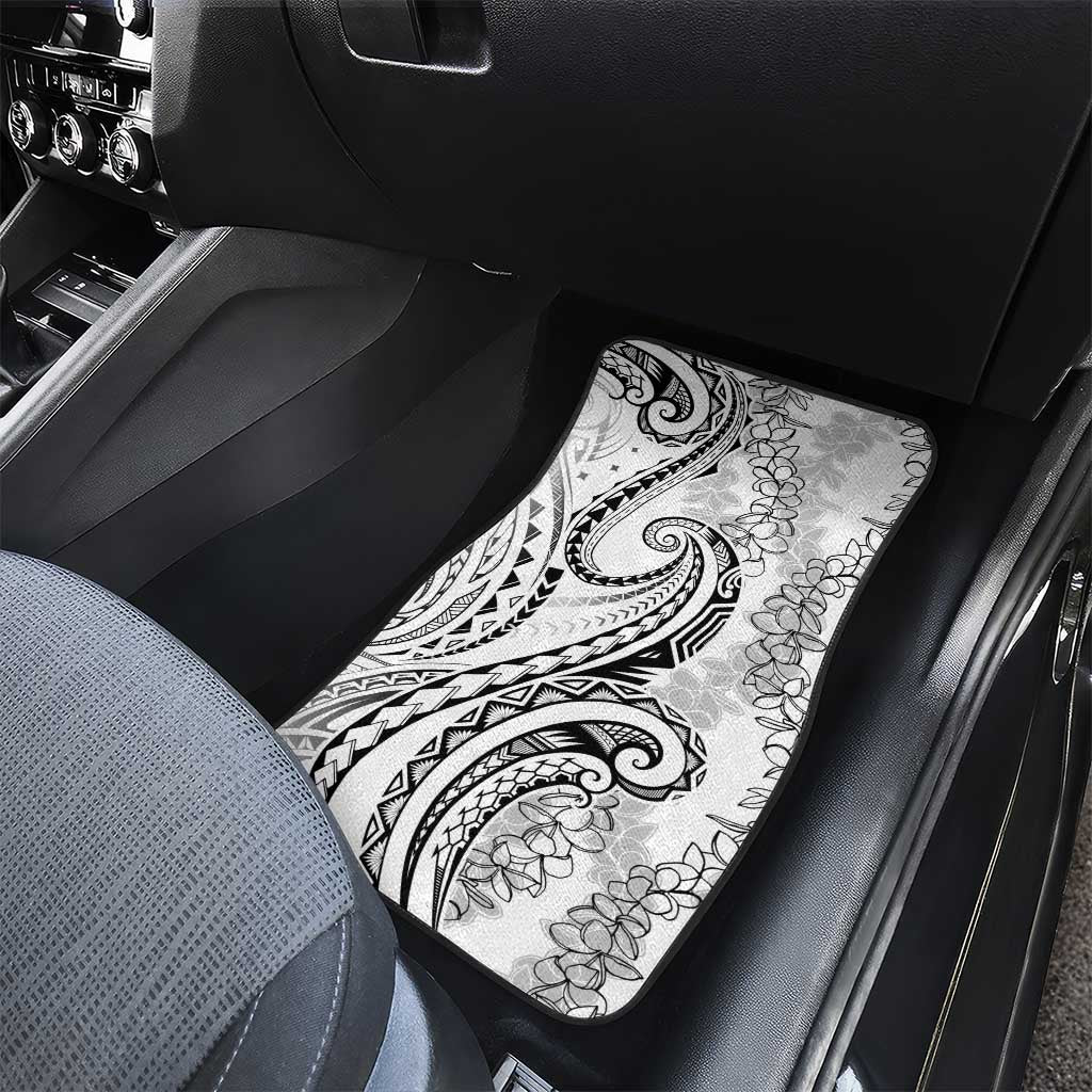 Polynesia Plumeria Lei Car Mats White Curves Motif LT7 - Polynesian Pride