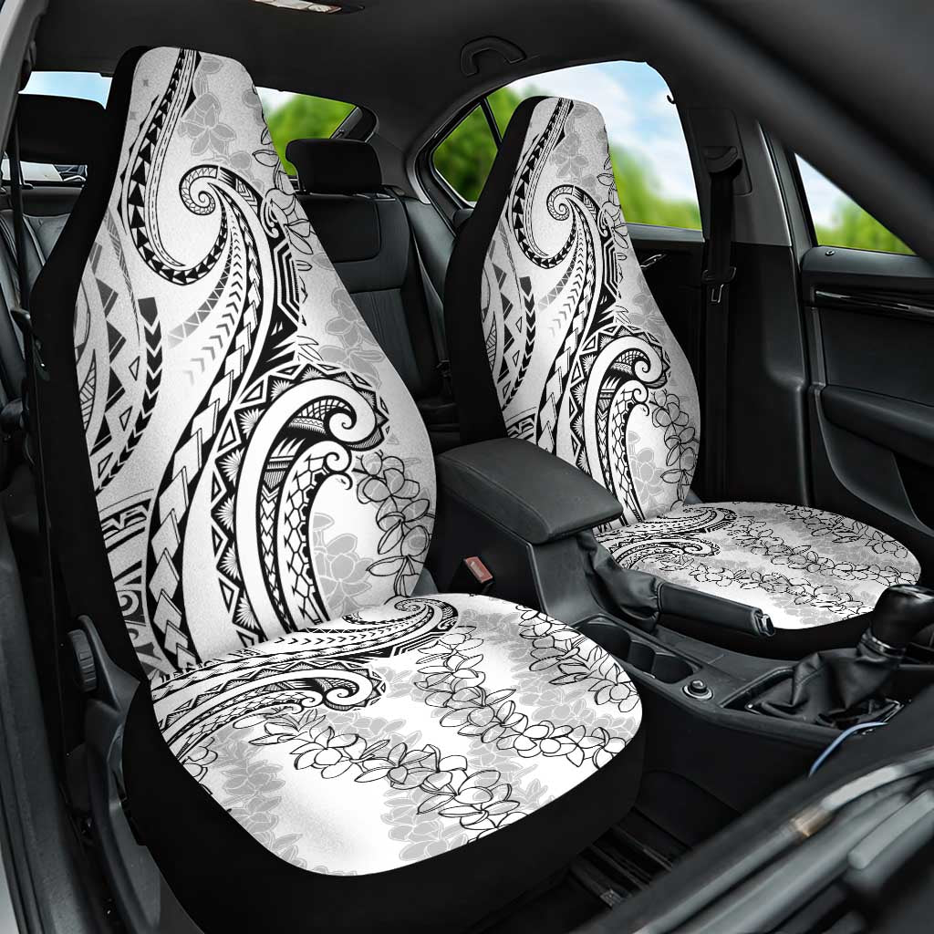 Polynesia Plumeria Lei Car Seat Cover White Curves Motif