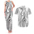 Polynesia Plumeria Lei Couples Matching Tank Maxi Dress and Hawaiian Shirt White Curves Motif