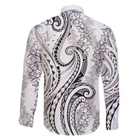 Polynesia Plumeria Lei Family Matching Mermaid Dress and Hawaiian Shirt White Curves Motif