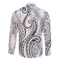 Polynesia Plumeria Lei Family Matching Short Sleeve Bodycon Dress and Hawaiian Shirt White Curves Motif