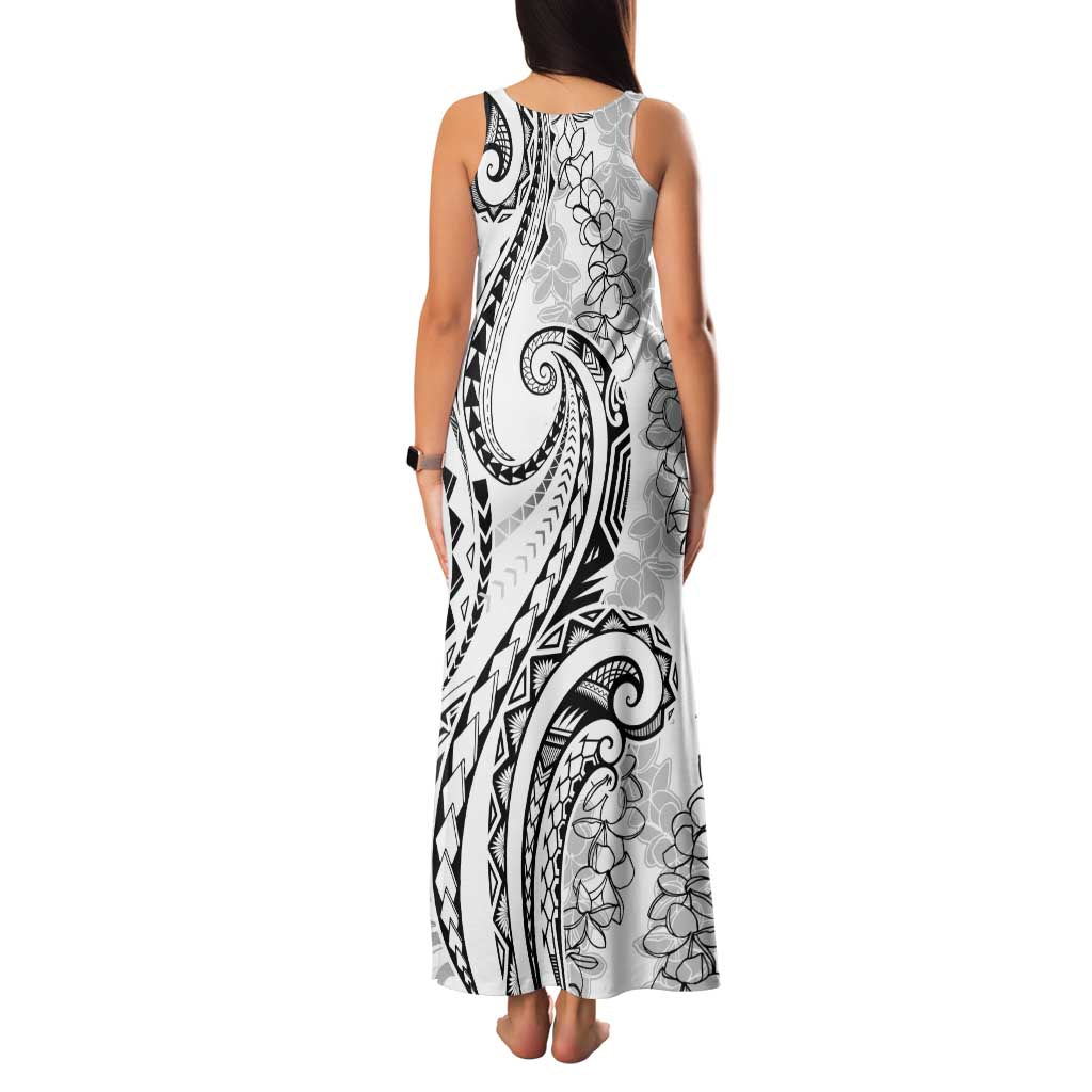 Polynesia Plumeria Lei Family Matching Tank Maxi Dress and Hawaiian Shirt White Curves Motif