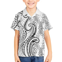 Polynesia Plumeria Lei Family Matching Tank Maxi Dress and Hawaiian Shirt White Curves Motif