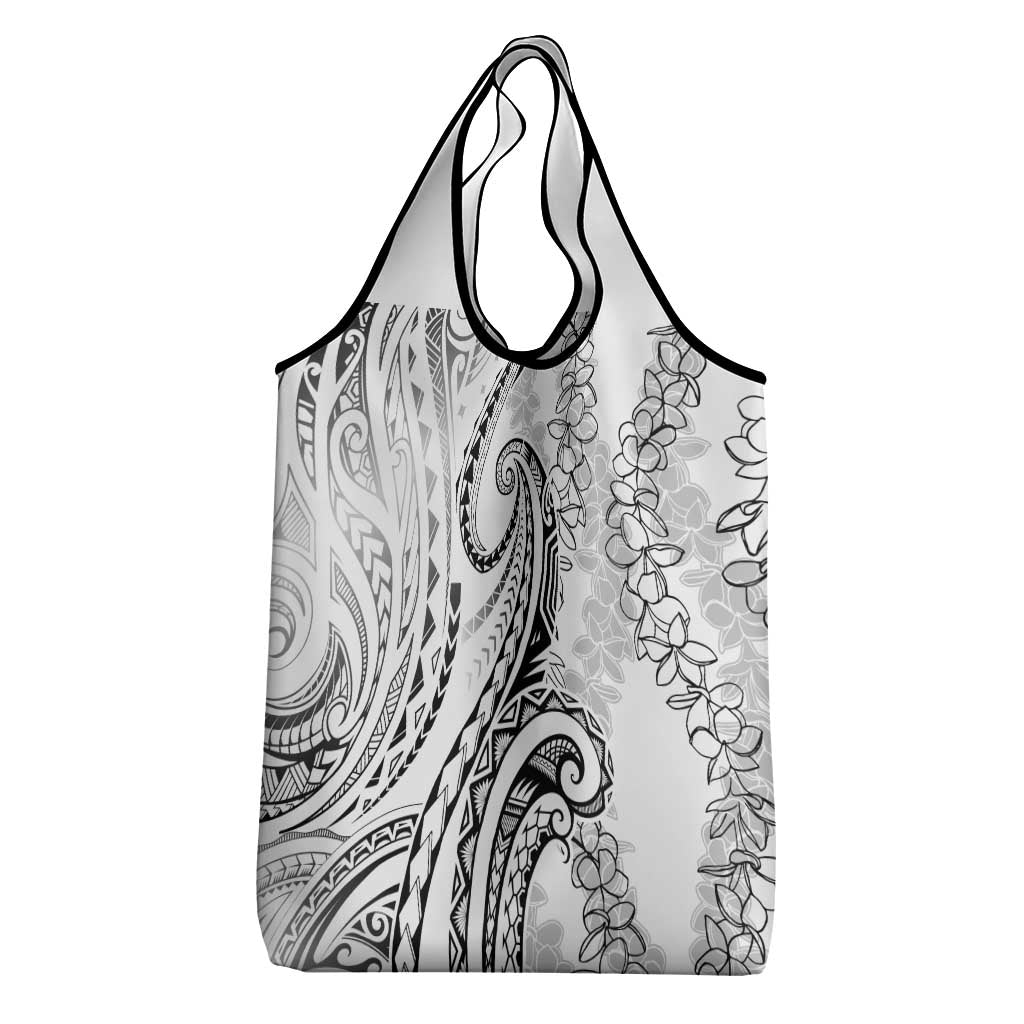 Polynesia Plumeria Lei Grocery Bag White Curves Motif LT7 - Polynesian Pride