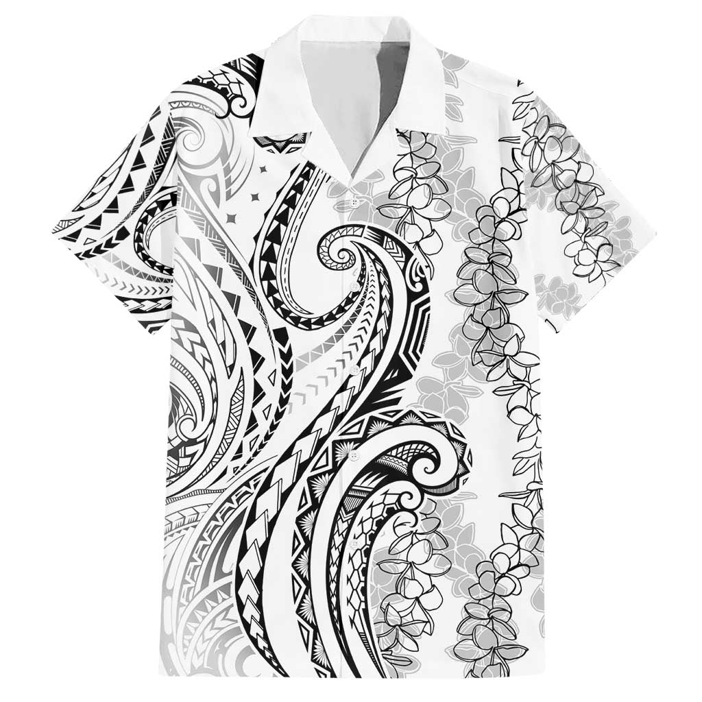 Polynesia Plumeria Lei Hawaiian Shirt White Curves Motif LT7 White - Polynesian Pride