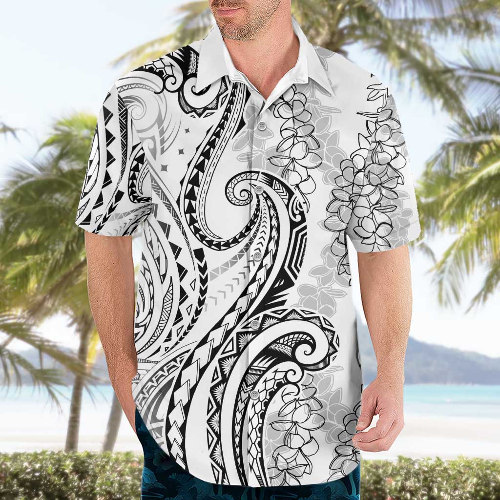 Polynesia Plumeria Lei Hawaiian Shirt White Curves Motif LT7 - Polynesian Pride
