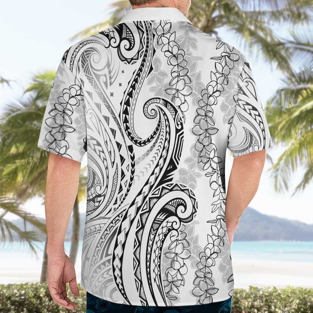 Polynesia Plumeria Lei Hawaiian Shirt White Curves Motif LT7 - Polynesian Pride