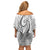 Polynesia Plumeria Lei Off Shoulder Short Dress White Curves Motif