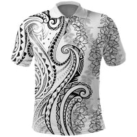 Polynesia Plumeria Lei Polo Shirt White Curves Motif