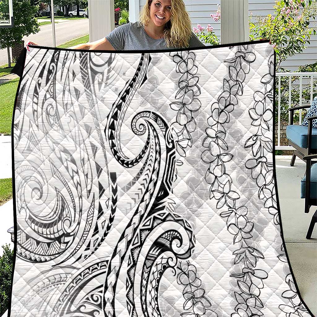 Polynesia Plumeria Lei Quilt White Curves Motif