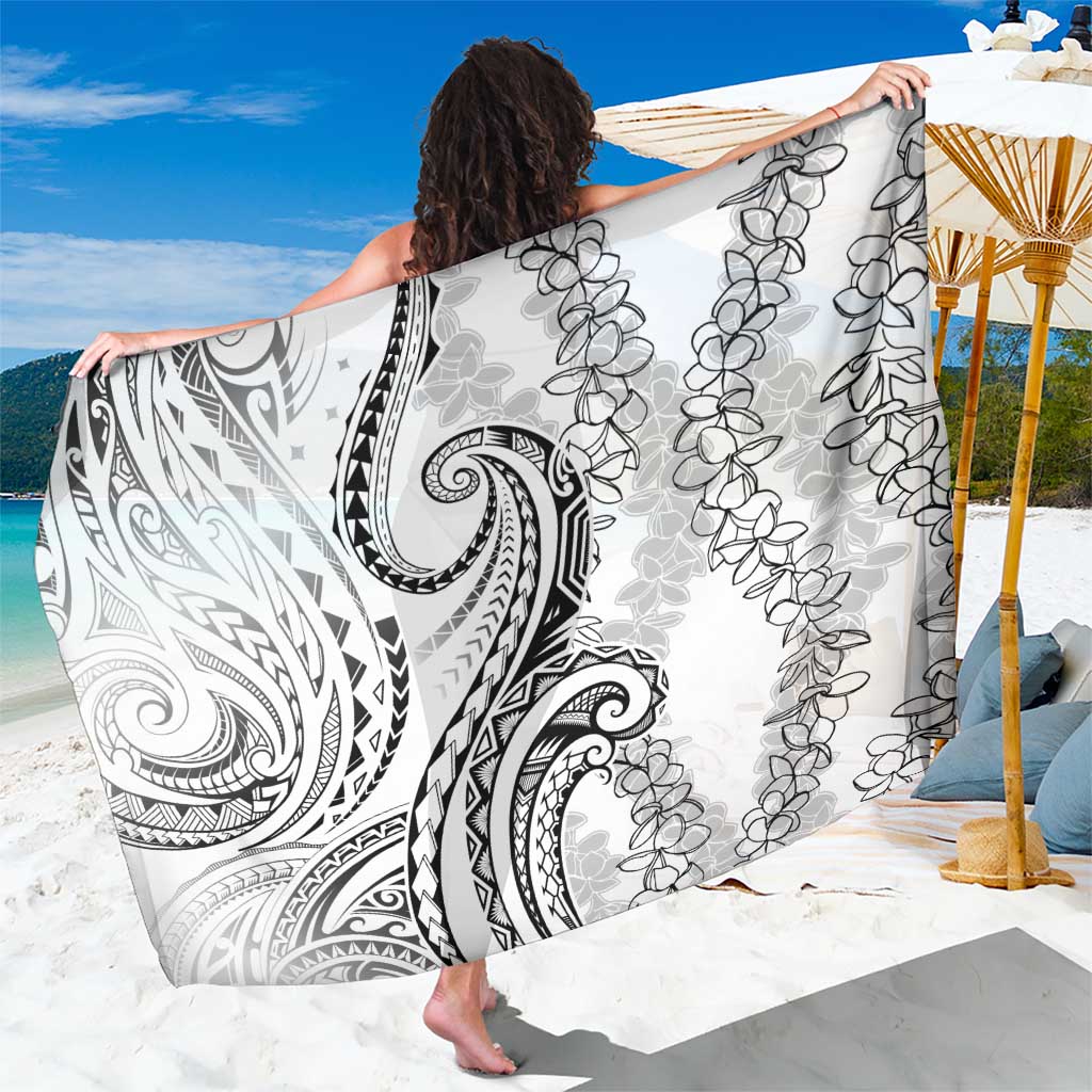 Polynesia Plumeria Lei Sarong White Curves Motif