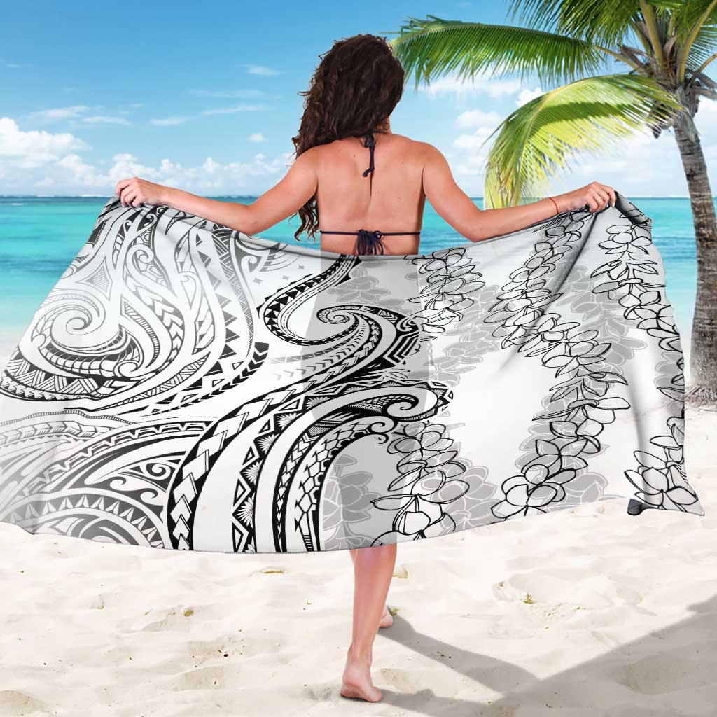 Polynesia Plumeria Lei Sarong White Curves Motif