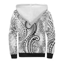 Polynesia Plumeria Lei Sherpa Hoodie White Curves Motif LT7 - Polynesian Pride