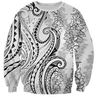 Polynesia Plumeria Lei Sweatshirt White Curves Motif
