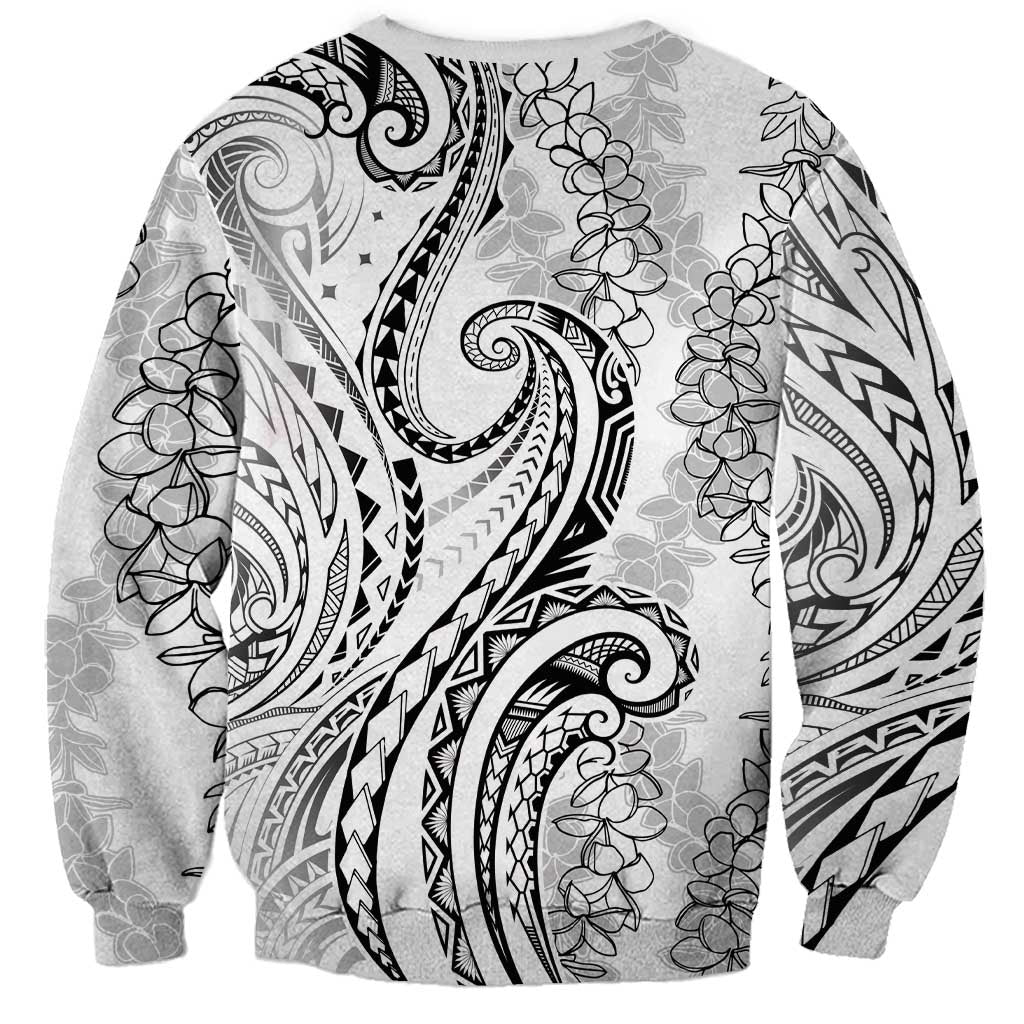 Polynesia Plumeria Lei Sweatshirt White Curves Motif