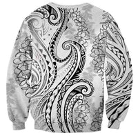 Polynesia Plumeria Lei Sweatshirt White Curves Motif
