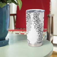 Polynesia Plumeria Lei Tumbler Cup White Curves Motif