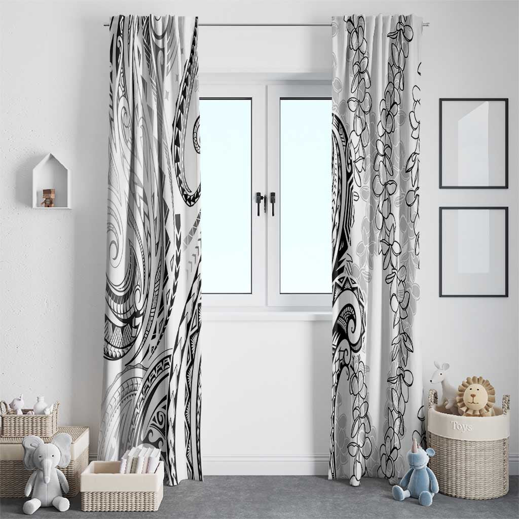 Polynesia Plumeria Lei Window Curtain White Curves Motif