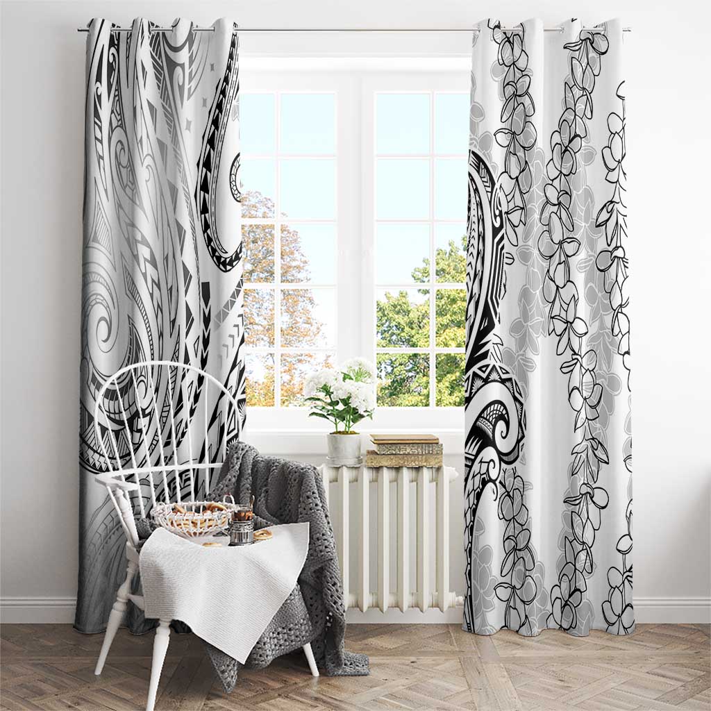 Polynesia Plumeria Lei Window Curtain White Curves Motif