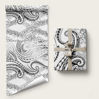 Polynesia Plumeria Lei Wrapping Paper White Curves Motif LT7 58" × 23" White - Polynesian Pride