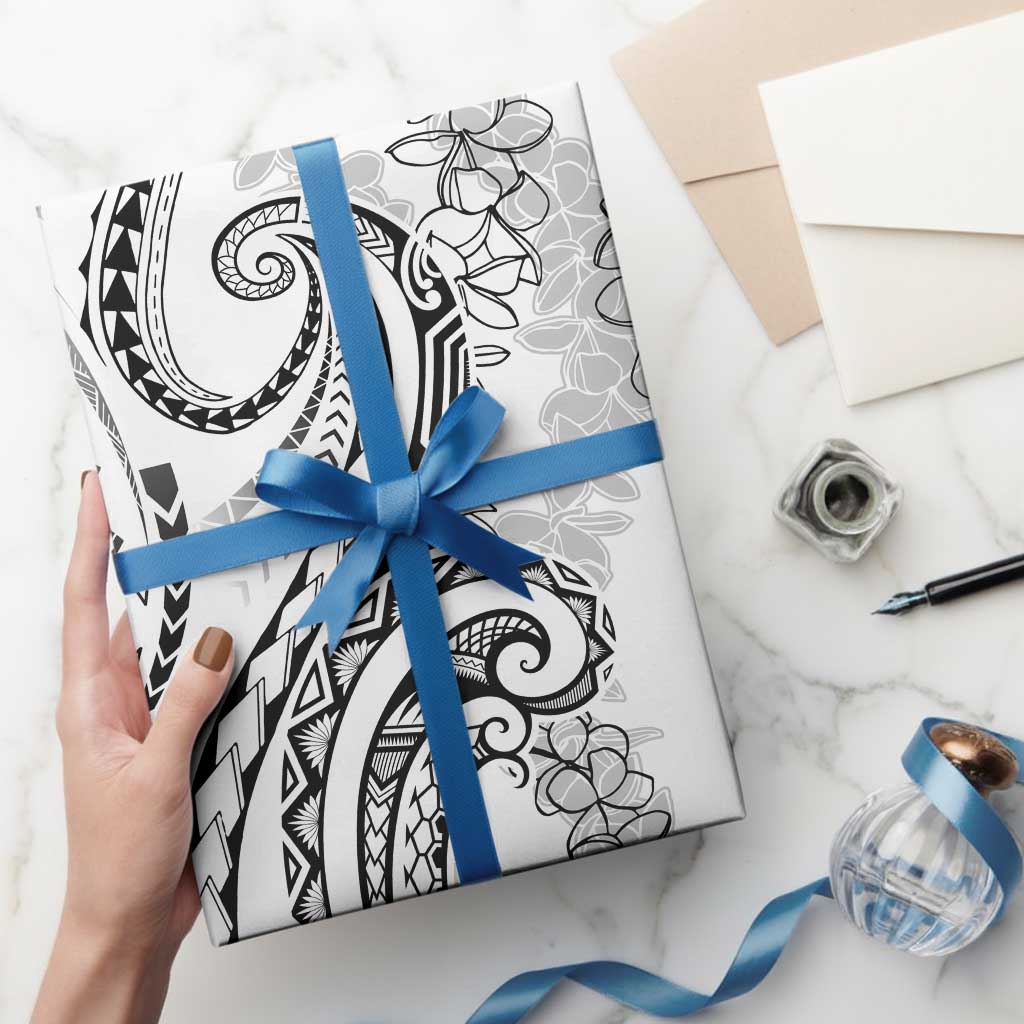 Polynesia Plumeria Lei Wrapping Paper White Curves Motif LT7 - Polynesian Pride