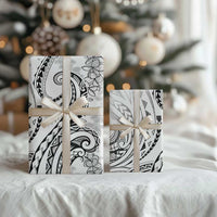 Polynesia Plumeria Lei Wrapping Paper White Curves Motif LT7 - Polynesian Pride