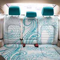 Polynesia Plumeria Lei Back Car Seat Cover White Turquoise Curves Motif