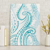 Polynesia Plumeria Lei Canvas Wall Art White Turquoise Curves Motif LT7 Without Frame Turquoise - Polynesian Pride