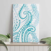 Polynesia Plumeria Lei Canvas Wall Art White Turquoise Curves Motif LT7 - Polynesian Pride