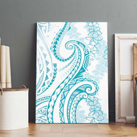 Polynesia Plumeria Lei Canvas Wall Art White Turquoise Curves Motif LT7 - Polynesian Pride
