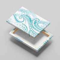 Polynesia Plumeria Lei Canvas Wall Art White Turquoise Curves Motif LT7 - Polynesian Pride