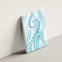 Polynesia Plumeria Lei Canvas Wall Art White Turquoise Curves Motif LT7 - Polynesian Pride