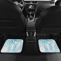 Polynesia Plumeria Lei Car Mats White Turquoise Curves Motif LT7 Set 2pcs - Back Turquoise - Polynesian Pride