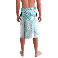 Polynesia Plumeria Lei Lavalava White Turquoise Curves Motif