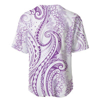 Polynesia Plumeria Lei Baseball Jersey White Violet Curves Motif