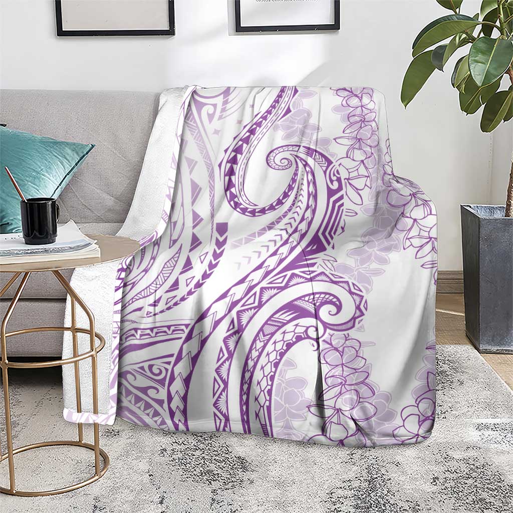 Polynesia Plumeria Lei Blanket White Violet Curves Motif