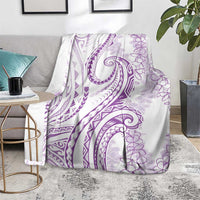 Polynesia Plumeria Lei Blanket White Violet Curves Motif