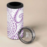 Polynesia Plumeria Lei 4 in 1 Can Cooler Tumbler White Violet Curves Motif LT7 - Polynesian Pride