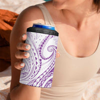 Polynesia Plumeria Lei 4 in 1 Can Cooler Tumbler White Violet Curves Motif LT7 - Polynesian Pride