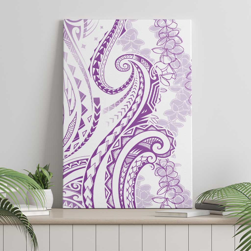 Polynesia Plumeria Lei Canvas Wall Art White Violet Curves Motif LT7 - Polynesian Pride