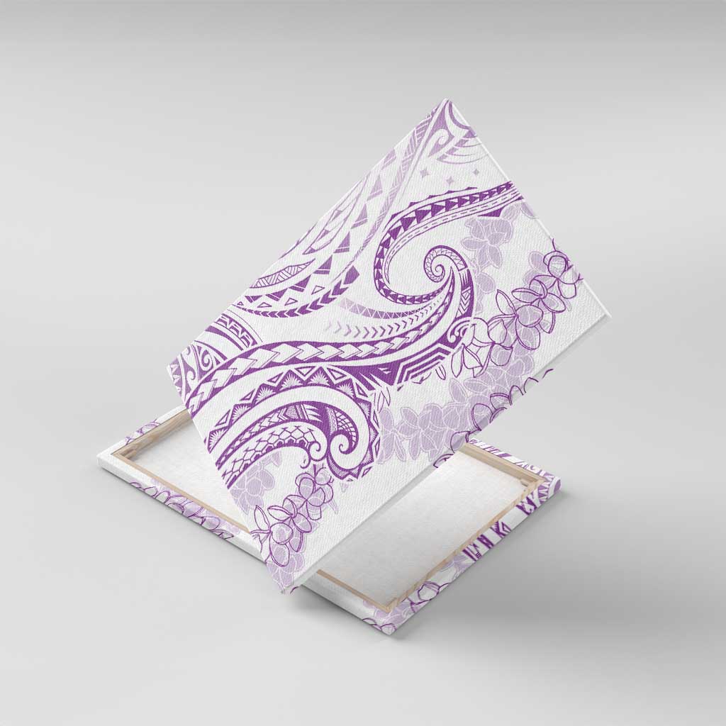 Polynesia Plumeria Lei Canvas Wall Art White Violet Curves Motif LT7 With Frame Violet - Polynesian Pride