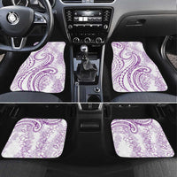 Polynesia Plumeria Lei Car Mats White Violet Curves Motif LT7 Set 4pcs Violet - Polynesian Pride